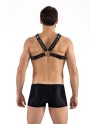 Harnais homme simili cuir larges sangles avec anneaux