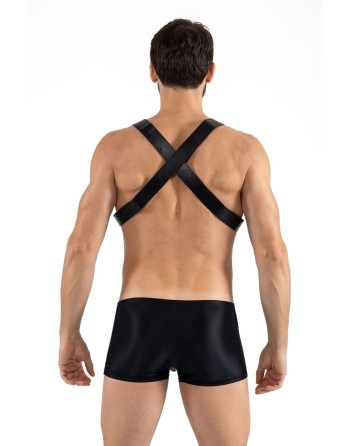 Harnais homme simili cuir avec sangles croisées dans le dos 