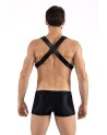 Harnais homme simili cuir avec sangles croisées dans le dos 