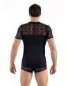 T-shirt noir résille brodée Shinny 