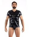 T-Shirt noir Black Desire en simili cuir 