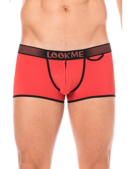 Mini-Pants rouge échancré avec zip 