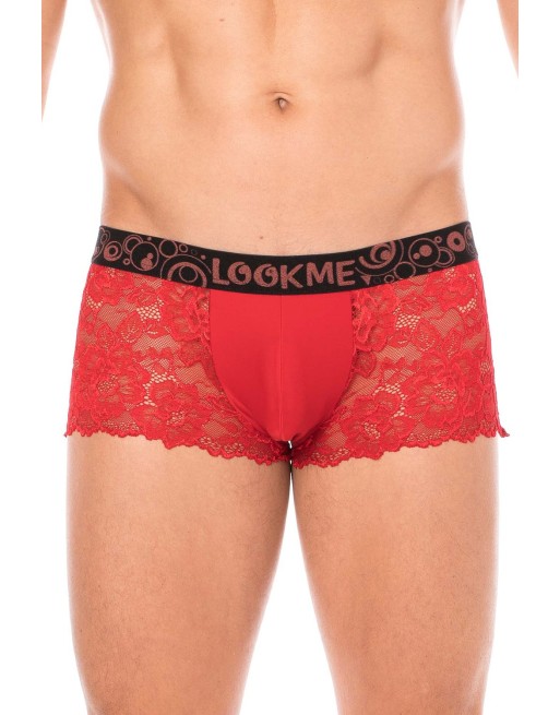 Boxer rouge en dentelle délicate 