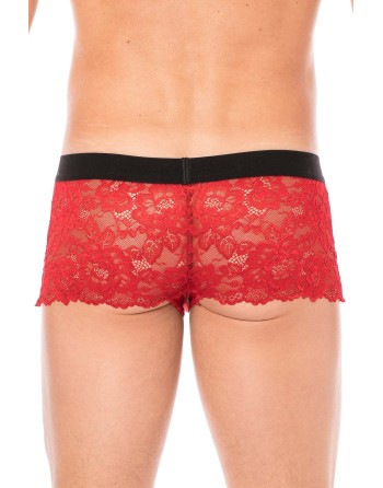 Boxer rouge en dentelle délicate 