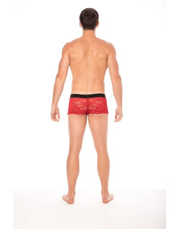 Boxer rouge en dentelle délicate 