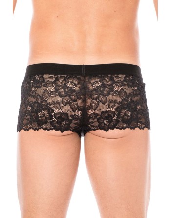 Boxer noir en dentelle délicate 