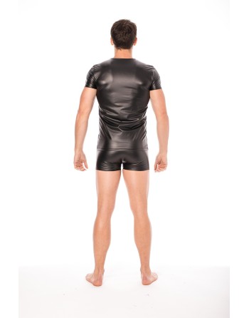 T-shirt simili cuir noir