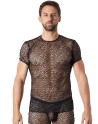 T-shirt noir sexy filet irrégulier fétichiste 
