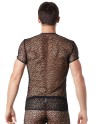 T-shirt noir sexy filet irrégulier fétichiste 