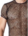 T-shirt noir sexy filet irrégulier fétichiste 