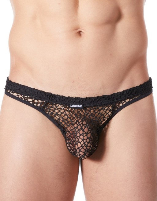 String noir sexy filet irrégulier fétichiste 