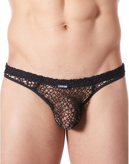 String noir sexy filet irrégulier fétichiste 