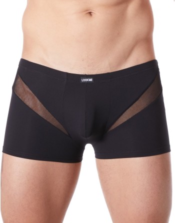 Boxer noir sexy avec fine résille en V