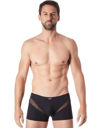 Boxer noir sexy avec fine résille en V