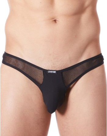 String noir sexy avec fine résille