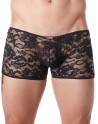 Boxer noir en fine dentelle avec légère transparence