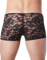 Boxer noir en fine dentelle avec légère transparence