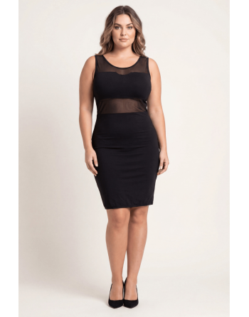 Robe sensuelle et habillée avec maille transparente noire
