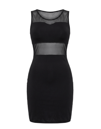 Robe sensuelle et habillée avec maille transparente noire