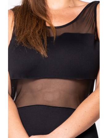 Robe sensuelle et habillée avec maille transparente noire