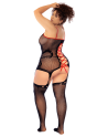 Combinaison intégrale grande taille en résille noire à motif serpent - Mapalé