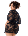 Peignoir en dentelle grande taille Mapalé avec string assorti 