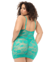 Babydoll grande taille dentelle turquoise et string 