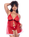 Costume sexy Mère Noël grande taille avec babydoll et string 