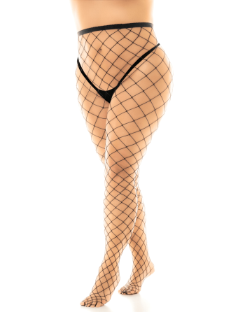 Collant grande taille large maille noire