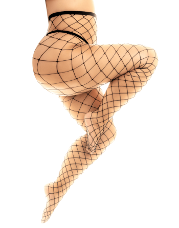 Collant grande taille large maille noire