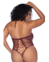 Body string grande taille en résille couleur cerise 
