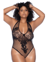 Body string grande taille en résille noir 