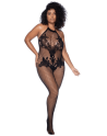 Combinaison grande taille en résille noire 