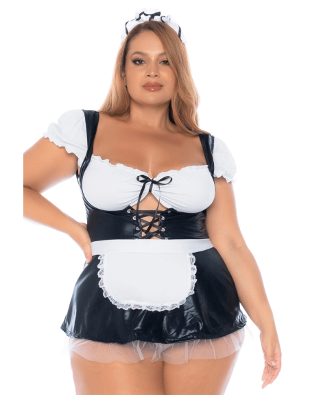 Costume sexy soubrette grande taille 3 pièces 