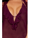 Nuisette et peignoir grande taille couleur aubergine 
