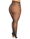 Collant fantaisie grande taille résille noir avec liseré à l'arrière 