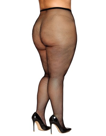 Collant résille grande taille fine maille noir 