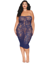 Ensemble 2 pièces grande taille top manches longues et robe bleu marine 