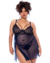 Nuisette grande taille bleu nuit et string