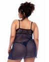 Nuisette grande taille bleu nuit et string