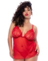 Nuisette courte grande taille rouge et string