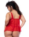 Nuisette courte grande taille rouge et string
