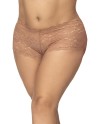 Shorty grande taille en dentelle couleur taupe 