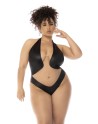 Body dos nu Romy grande taille couleur noir et chair, résille transparente 