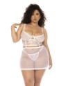 2 en 1 Nuisette et ensemble 2 pièces grande taille en dentelle et résille transparente