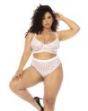 Ensemble 2 pièces blanc grande taille Emberly, soutien gorge et culotte taille haute