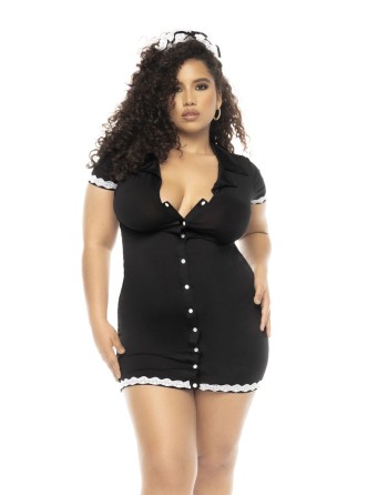 Costume soubrette 3 pièces grande taille , robe, tablier et coiffe 