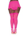 Bas nylon rose néon coutures grande taille pour jarretelles 