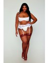 Soutien-gorge, grande taille, Demi-seins à armatures en dentelle blanche 