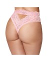 String grande taille dentelle taille haute rose 